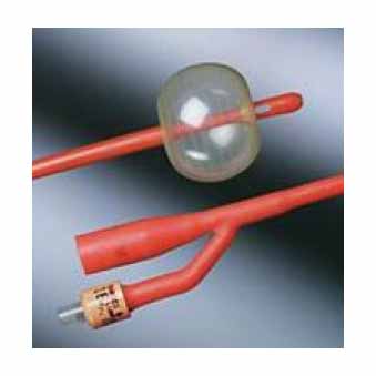Lubricath Red Latex Two-Way Council Tip Foley Catheter, 5cc balloon ...